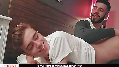 A brunette is fucked by a handsome older guy with a hot body