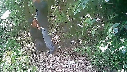 Asian amateur in the woods enjoying outdoor outdoor