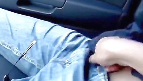 Busty brunette gets on her car riding a cock in a POV style