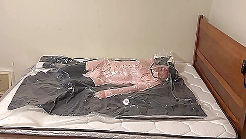 Teen porn video with a blonde brunette girl wearing latex