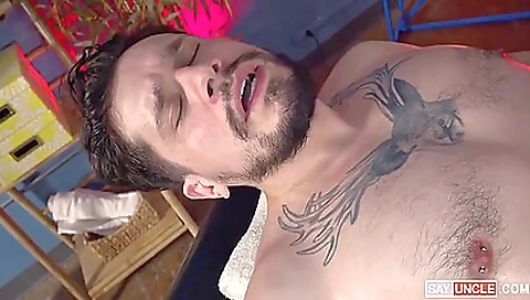 Brunette babe fucked hard by a big cock in massage