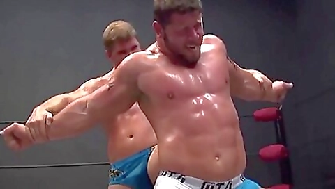 Homosexual wrestling with a guy that has a big cock