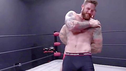 Busty dude with big ass is wrestling with a big dick