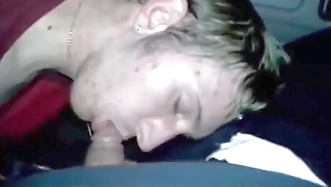 Hot car blowjob with a hot blonde girl on the backseat